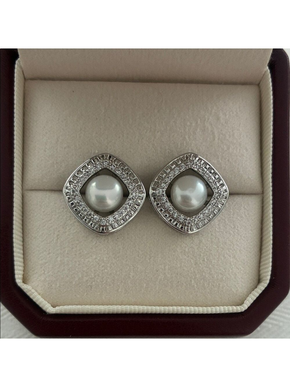 Elegant Silver Pearl Earrings|Pearl studs